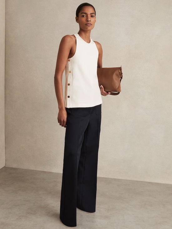 Reiss Tops - NWT - Reiss Cream Button-Side Tank Top